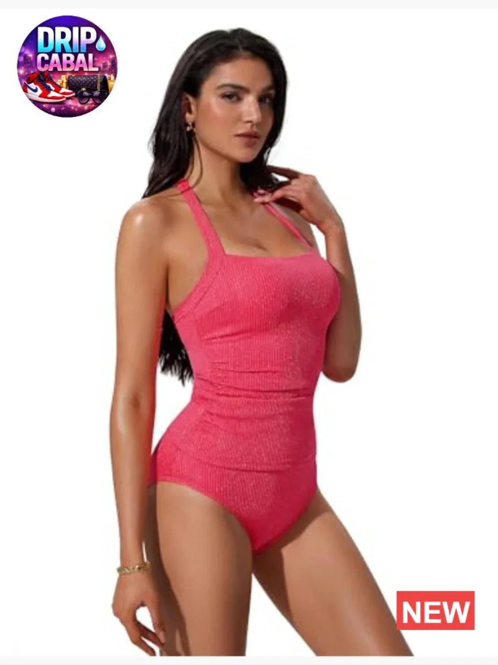 Women Tankini Swimsuit Tummy Control Two Piece Halter Bathing Suits